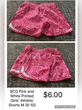 bcg Pink & White Printed Girls' Athletic Shorts